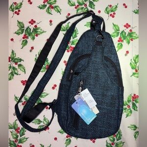 Travel Sling Bag- anti-theft, RFID blocking, USB port & cable